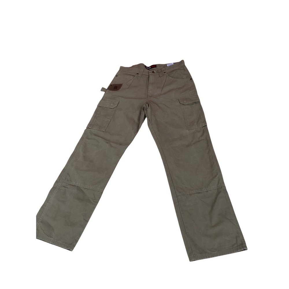 Wrangler Riggs Workwear Mens Cargo Pants Olive‎ Ripstop Double Knee 34x34